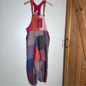 Colorful Patchwork Baggy Overalls